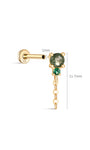 kosiner jewelry 14K Solid Gold Shiny Moss Agate Tassel Flatback Stud