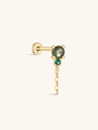 kosiner jewelry 14K Solid Gold Shiny Moss Agate Tassel Flatback Stud