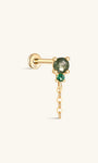 kosiner jewelry 14K Solid Gold Shiny Moss Agate Tassel Flatback Stud