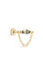 kosiner sieraden 14K massief gouden markiezin Mosagaat kwastje plaksteen Stud