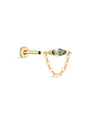 kosiner jewelry 14K Solid Gold Marquise Moss Agate Tassel Flatback Stud