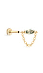 kosiner sieraden 14K massief gouden markiezin Mosagaat kwastje plaksteen Stud