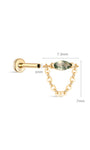 kosiner sieraden 14K massief gouden markiezin Mosagaat kwastje plaksteen Stud