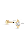 Kosiner Stud de perçage d'oreille marquise géométrique en or massif 14 carats-2