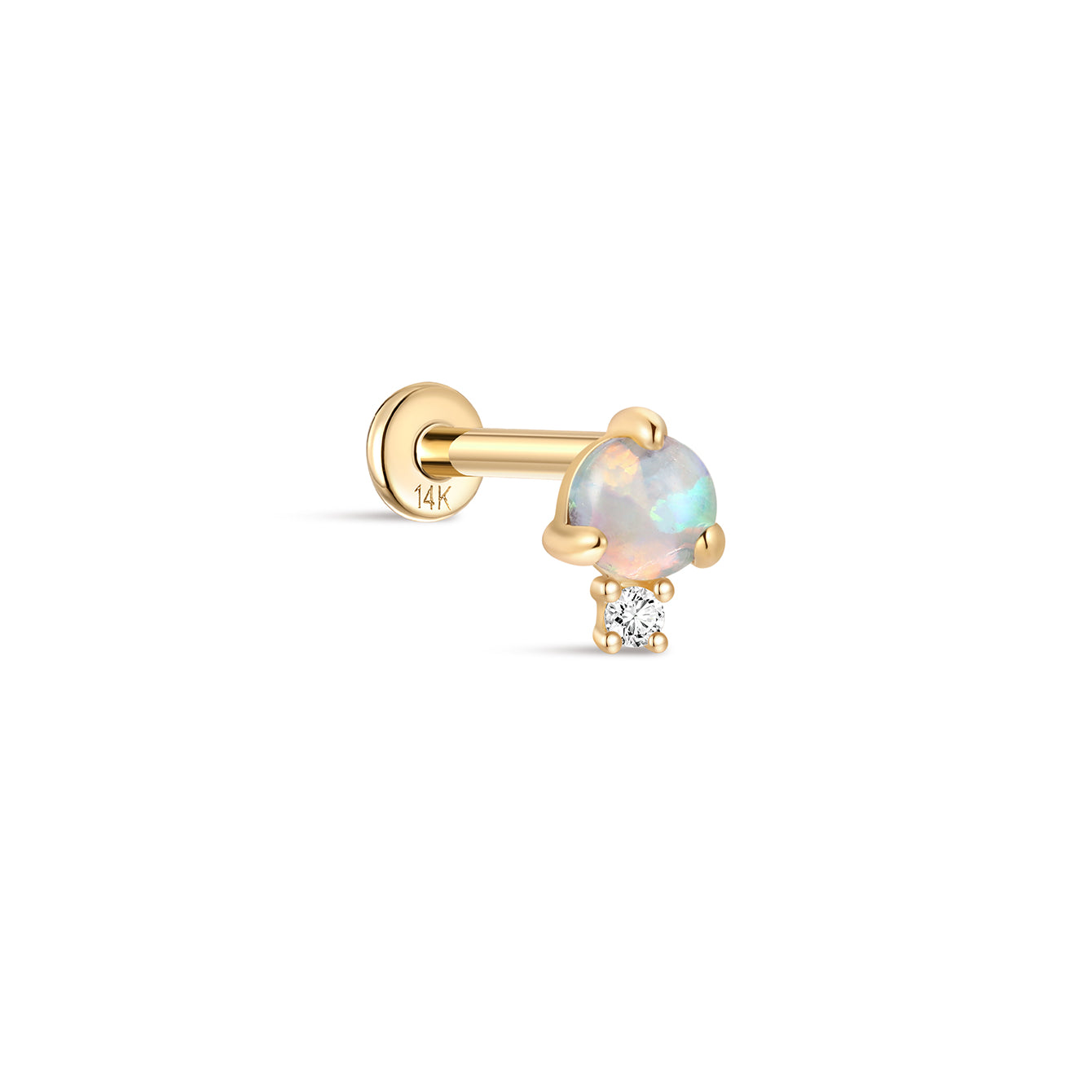 Kosiner 14K Solid Gold Geometric Opal Stud Earrings