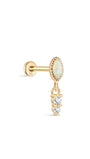 Kosiner 14K Solid Gold Marquise - Cut Classic Opal Stud Earrings