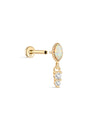 Kosiner 14K Solid Gold Marquise - Cut Classic Opal Stud Earrings