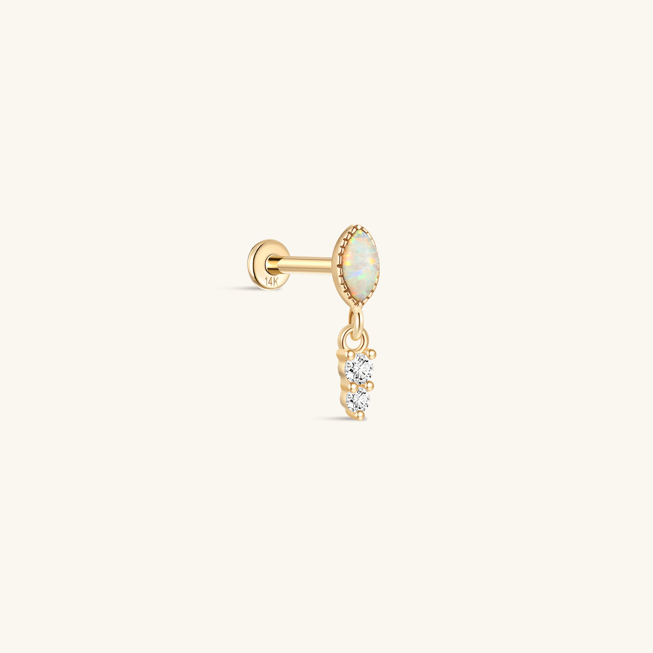 Brincos clássicos de opala em ouro maciço 14K com corte marquise