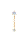 kosiner jewelry 14K Solid Gold Moonstone Chain Drop Flatback Stud