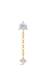 Kosiner jóias 14K ouro maciço Moonstone corrente gota flatback stud