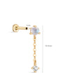 kosiner jewelry 14K Solid Gold Moonstone Chain Drop Flatback Stud