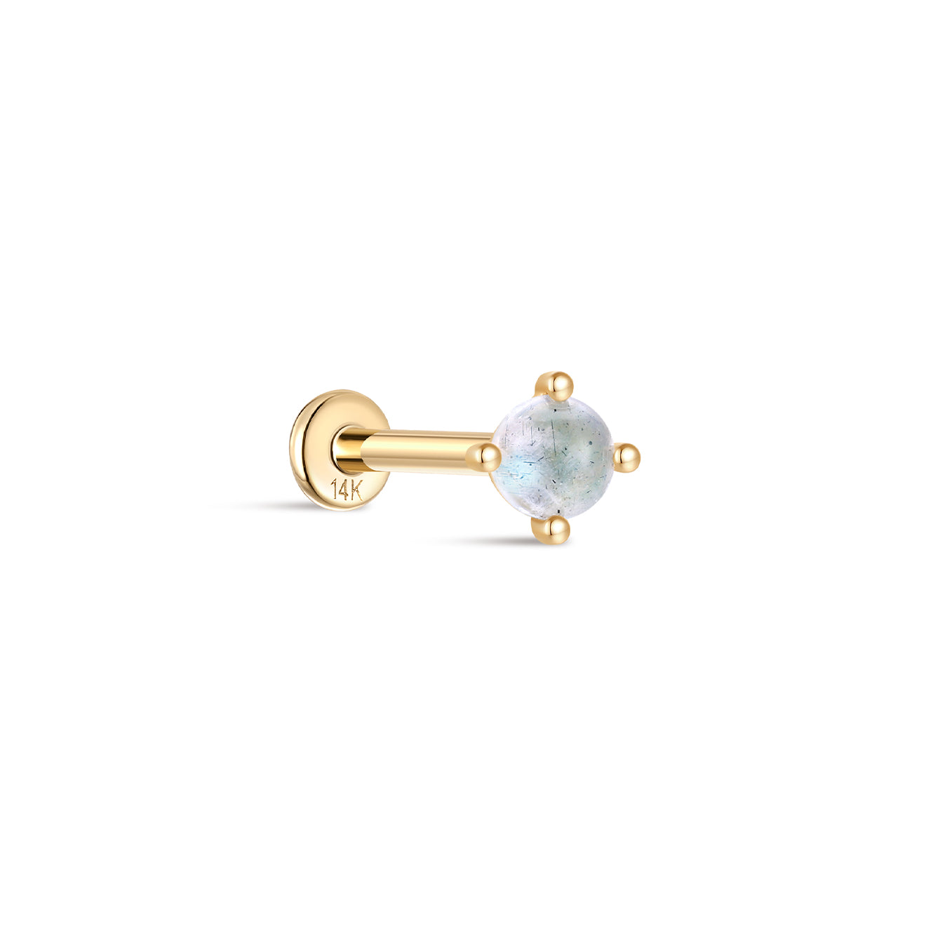 kosiner jewelry 14K Solid Gold Micro Moonstone Flatback Stud