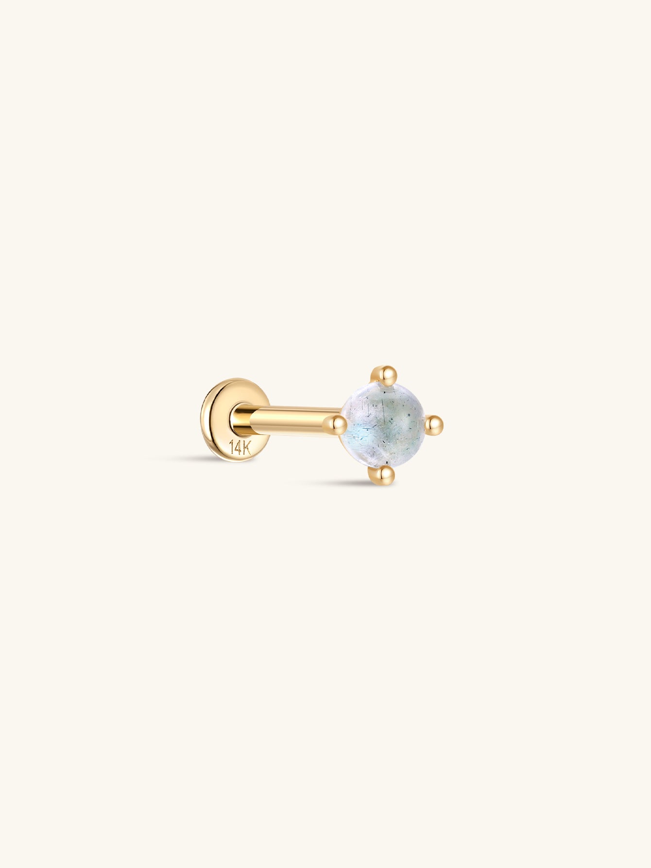 kosiner jewelry 14K Solid Gold Micro Moonstone Flatback Stud