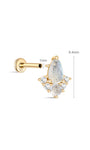 Kosiner Jewelry Pendientes de tuerca con parte trasera plana de piedra lunar de oro macizo de 14 quilates
