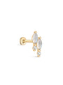 kosiner jewelry 14K Solid Gold Double Horse Eye Moonstone Flatback Stud