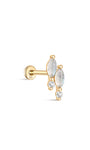 Kosiner Schmuck 14K Massivgold Doppel-Pferdeauge-Mondstein-Ohrstecker mit flacher Rückseite