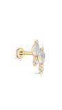 kosiner jewelry 14K Solid Gold Double Horse Eye Moonstone Flatback Stud