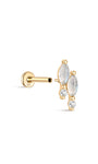 Kosiner Schmuck 14K Massivgold Doppel-Pferdeauge-Mondstein-Ohrstecker mit flacher Rückseite