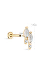 Kosiner Schmuck 14K Massivgold Doppel-Pferdeauge-Mondstein-Ohrstecker mit flacher Rückseite