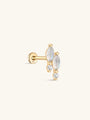 kosiner jewelry 14K Solid Gold Double Horse Eye Moonstone Flatback Stud