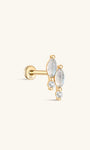 Kosiner Schmuck 14K Massivgold Doppel-Pferdeauge-Mondstein-Ohrstecker mit flacher Rückseite