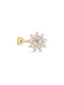 kosiner jewelry 14K Solid Gold Sunflower Moonstone Flatback Stud