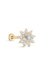 kosiner jewelry 14K Solid Gold Sunflower Moonstone Flatback Stud