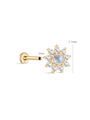 kosiner jewelry 14K Solid Gold Sunflower Moonstone Flatback Stud