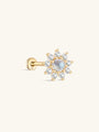 kosiner jewelry 14K Solid Gold Sunflower Moonstone Flatback Stud