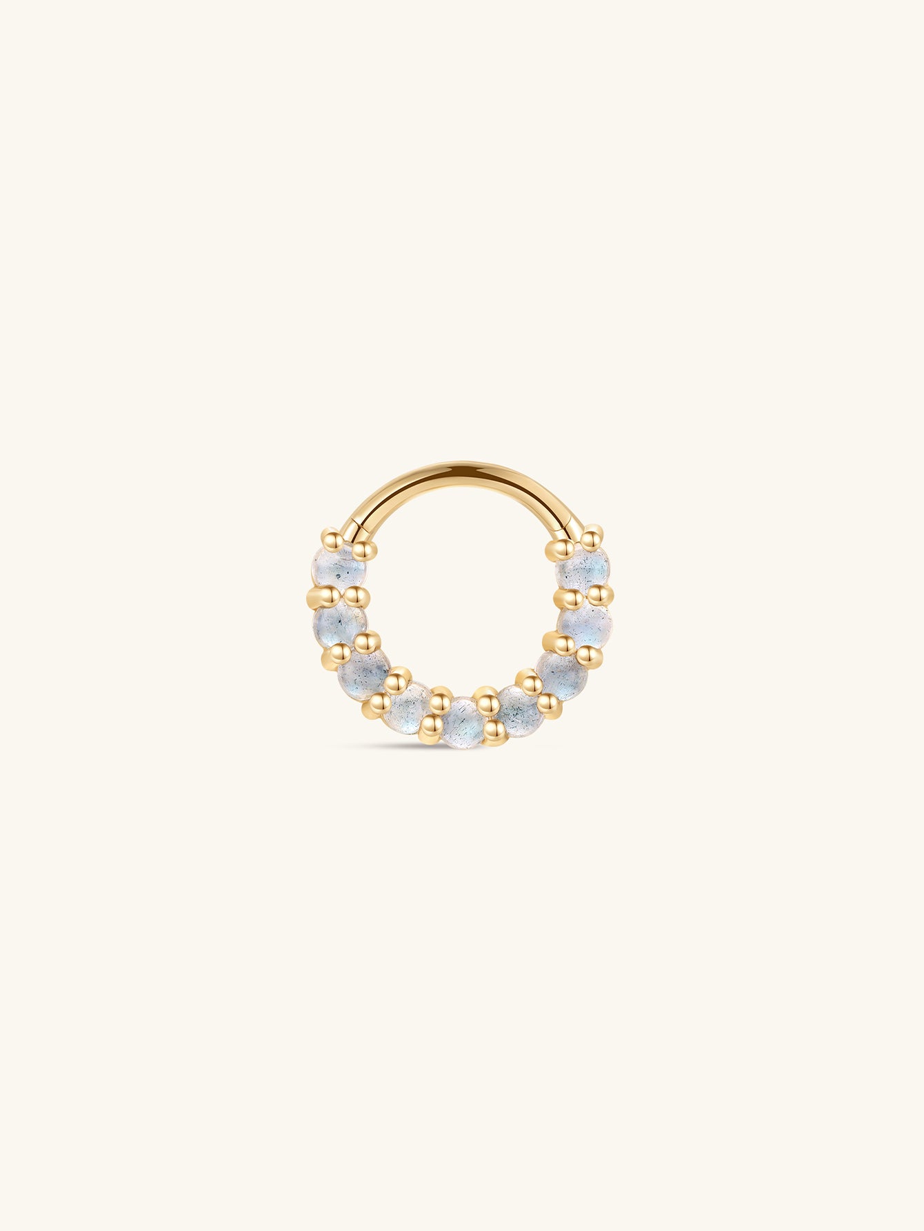 14K Solid Gold Moonstone Cartilage Hoop Earring