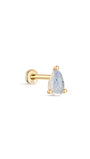 kosiner jewelry 14K Solid Gold Pear Moonstone Flatback Stud