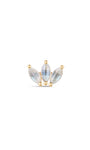 Kosiner Schmuck 14K Solid Gold Micro Marquise Mondstein Ohrstecker mit flacher Rückseite