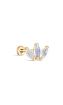 Kosiner Schmuck 14K Solid Gold Micro Marquise Mondstein Ohrstecker mit flacher Rückseite