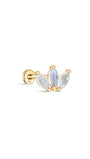 kosiner jewelry 14K Solid Gold Micro Marquise Moonstone Flatback Stud