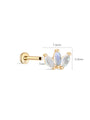 kosiner jewelry 14K Solid Gold Micro Marquise Moonstone Flatback Stud