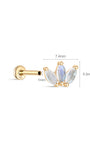 Kosiner Schmuck 14K Solid Gold Micro Marquise Mondstein Ohrstecker mit flacher Rückseite