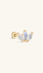 Kosiner Schmuck 14K Solid Gold Micro Marquise Mondstein Ohrstecker mit flacher Rückseite