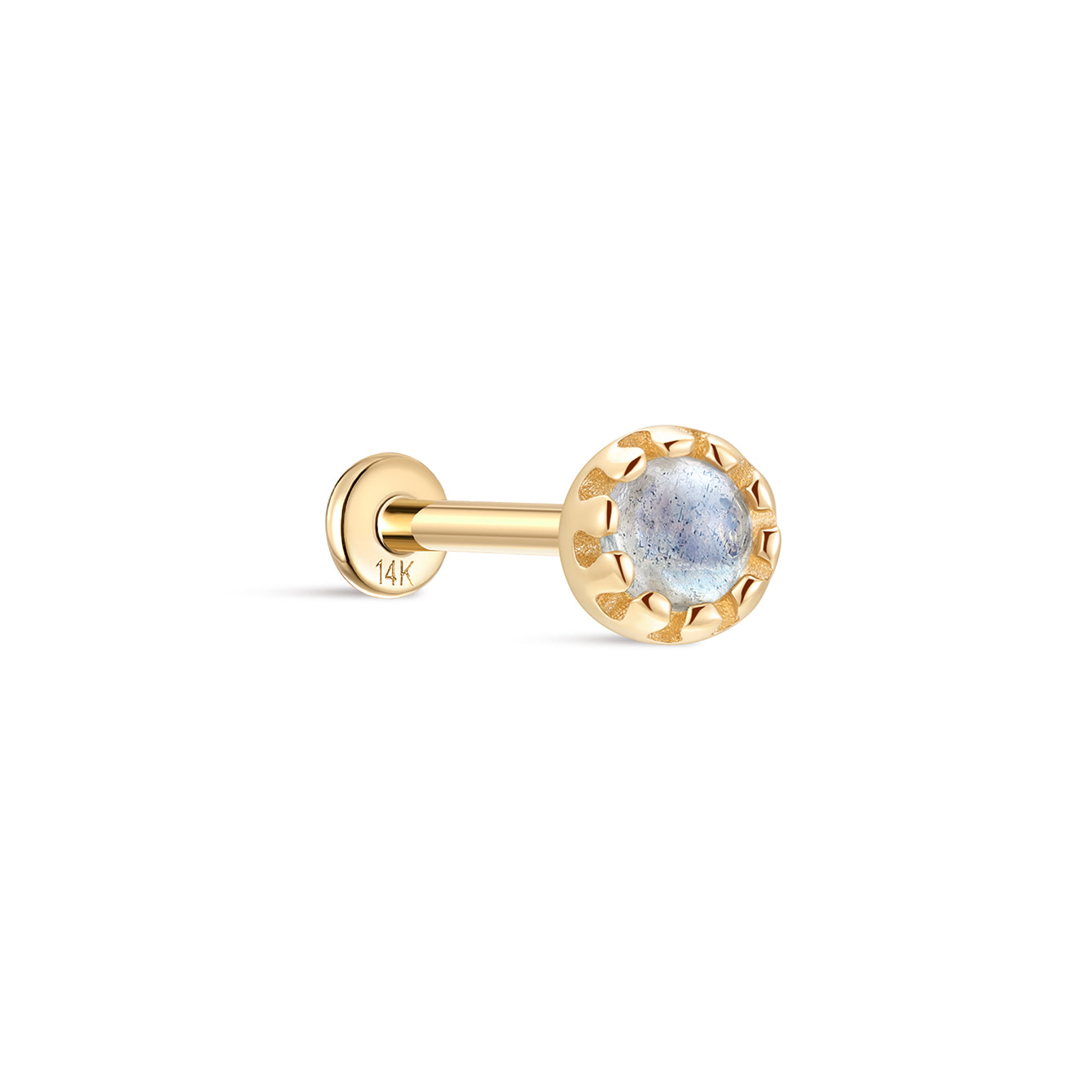 kosiner jewelry 14K Solid Gold Moonstone Flatback Stud