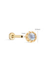 kosiner jewelry 14K Solid Gold Moonstone Flatback Stud