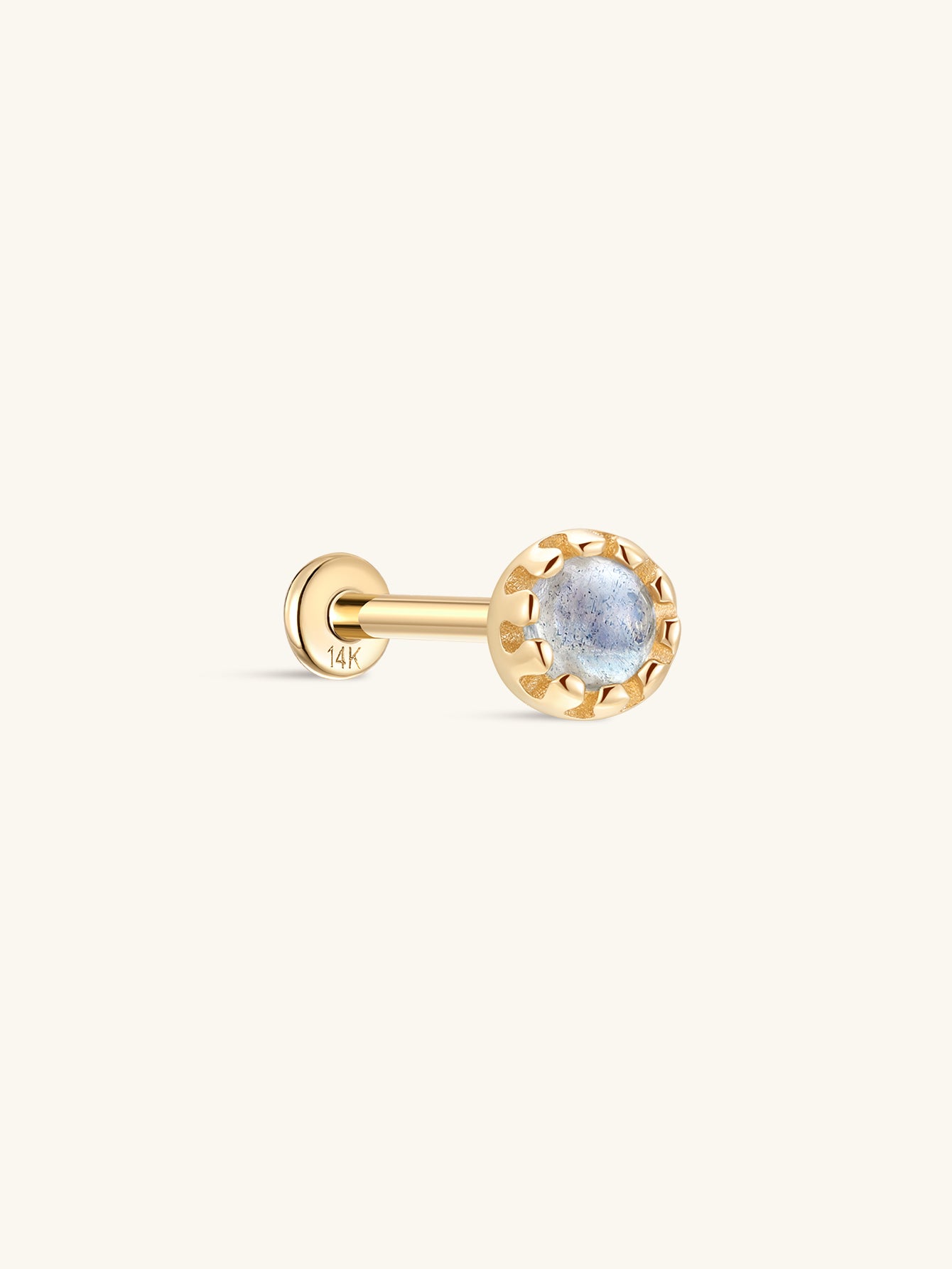 kosiner jewelry 14K Solid Gold Moonstone Flatback Stud