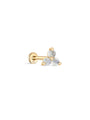 kosiner jewelry 14K Solid Gold Trinity Moonstone Flatback Stud