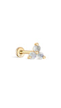 kosiner jewelry 14K Solid Gold Trinity Moonstone Flatback Stud