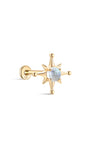 Joias kosiner 14K ouro maciço Twinkle Star Moonstone Flatback Stud