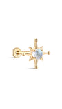 kosiner jewelry 14K Solid Gold Twinkle Star Moonstone Flatback Stud