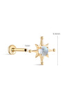 Joias kosiner 14K ouro maciço Twinkle Star Moonstone Flatback Stud