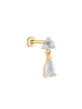 kosiner jewelry 14K Solid Gold Moonstone Dangle Flatback Stud