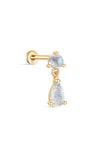 Kosiner jóias 14K ouro maciço Moonstone Dangle Flatback Stud