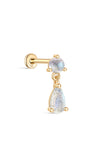 kosiner jewelry 14K Solid Gold Moonstone Dangle Flatback Stud