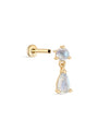 kosiner jewelry 14K Solid Gold Moonstone Dangle Flatback Stud