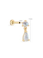 kosiner jewelry 14K Solid Gold Moonstone Dangle Flatback Stud